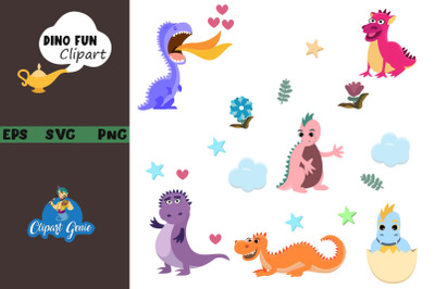 Dinosaur fun Clipart &amp; SVG