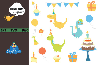 Dinosaur Party Clipart &amp; SVG