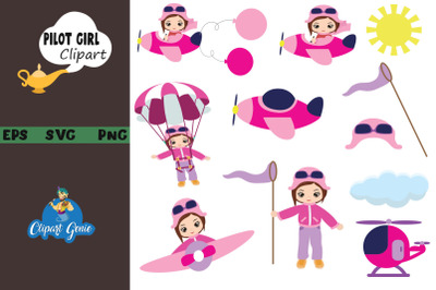 Pilot Girl clipart &amp; SVG