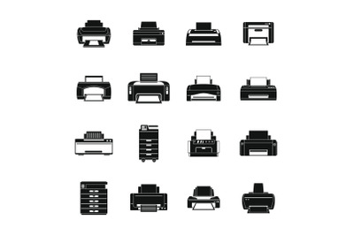Printer office copy document icons set simple style