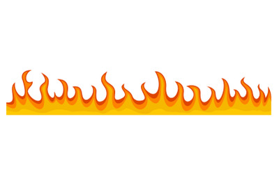Fire flame banner horizontal, flat style