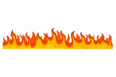Burning fire flame banner horizontal, flat style