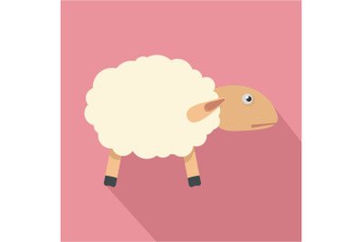 Sheep with shadow icon, flat style