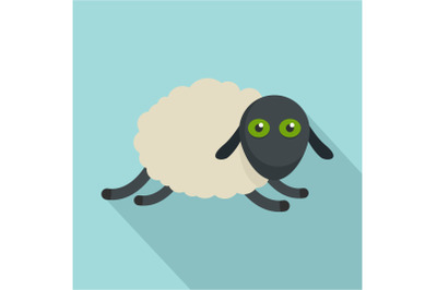 Tired sheep icon, flat style