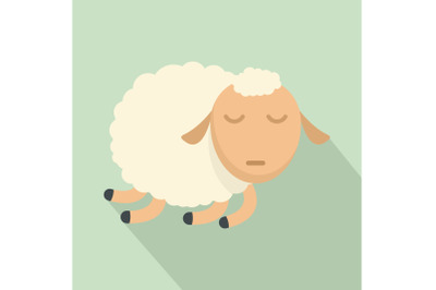 Sleeping sheep icon, flat style