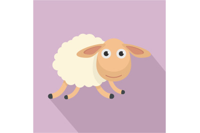 Running sheep icon, flat style