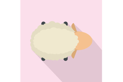 Sheep air view icon, flat style