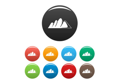 Europe mountain icons set color vector