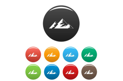 Climb on mountain icons set color vector