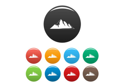 Mountain adventure icons set color vector