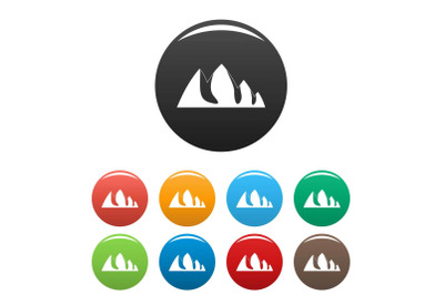 Rock climbing icons set color vector