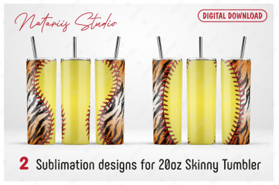 2 Softball / Tiger print Patterns for 20oz SKINNY TUMBLER.