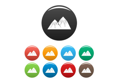 Snow peak icons set color vector