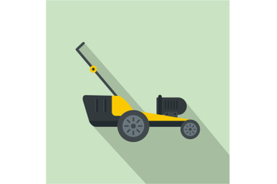 Motor grass cutter icon, flat style