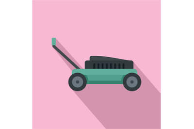 Small lawn mower icon, flat style