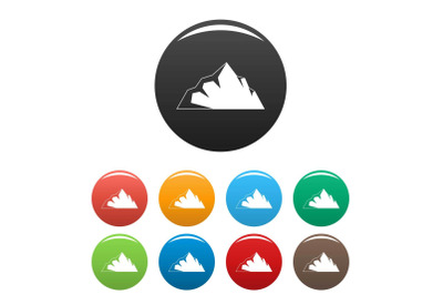 Exploration of mountain icons set color vector