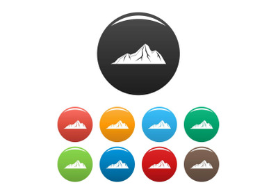 Tall mountain icons set color vector