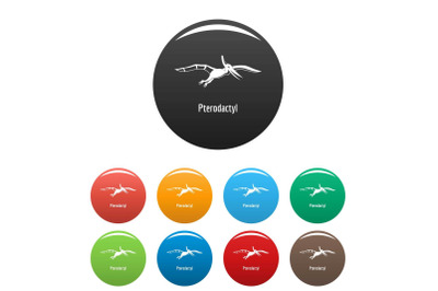 Pterodactyl icons set color vector
