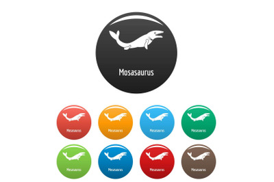 Mosasaurus icons set color vector