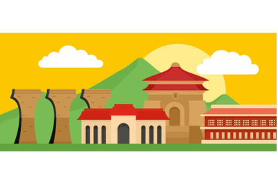 Capital of Taiwan banner horizontal, flat style