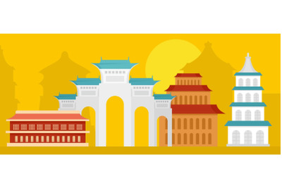 Taipei city banner horizontal, flat style