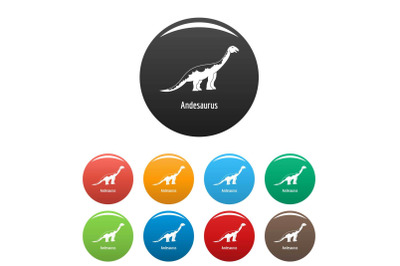Andesaurus icons set color vector