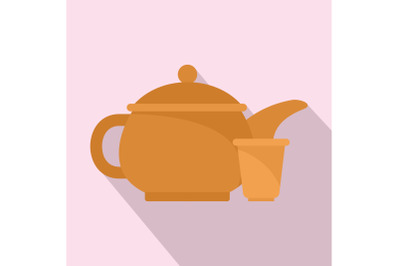 Taiwan tea pot icon, flat style