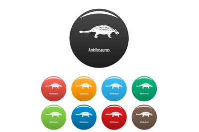 Ankilosaurus icons set color vector