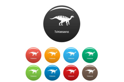 Tsintaosaurus icons set color vector