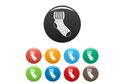 Woolen sock icons set color vector