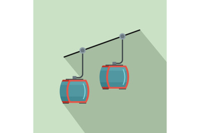 Escalator for skiers icon, flat style