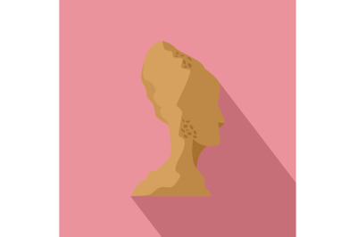 Head of statue icon, flat style