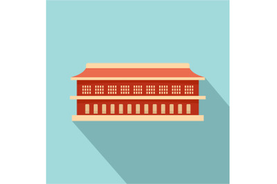 Red building icon, flat style