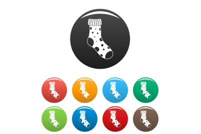 Textile sock icons set color vector