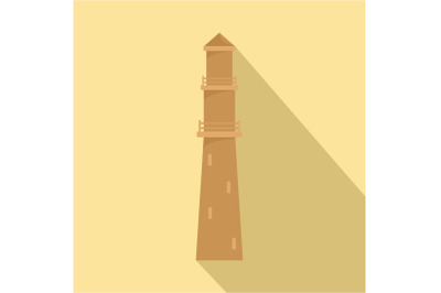 Brown lighthouse icon, flat style