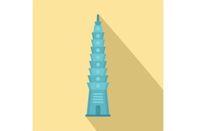 Blue tower icon, flat style