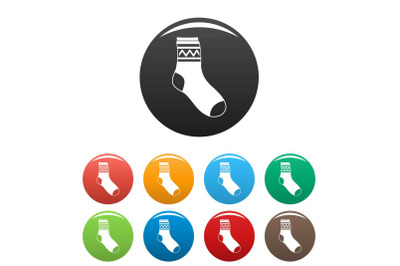 Fabric sock icons set color vector