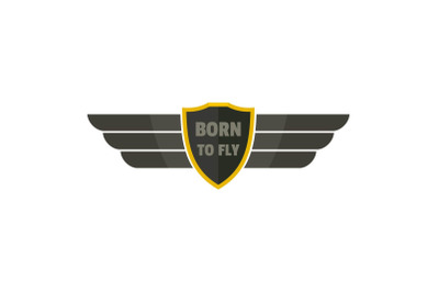 Born to fly icon logo, flat style