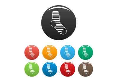 Warm sock icons set color vector