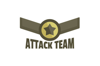 Attack team icon logo, flat style