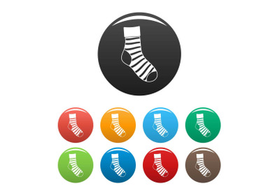 Striped sock icons set color vector