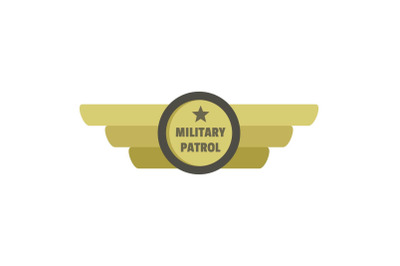 Military patrol icon logo, flat style