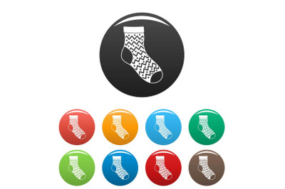 Ornament sock icons set color vector