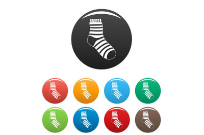 Fuzzy sock icons set color vector