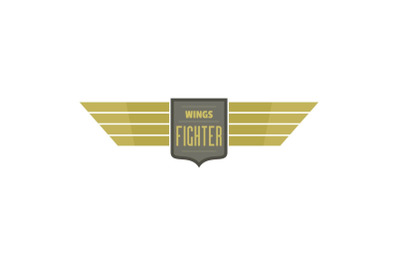 Wings fighter icon logo, flat style