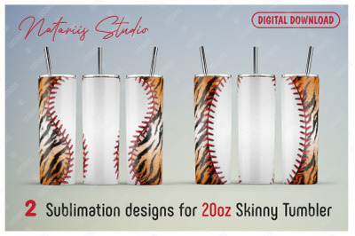 2 Baseball / Tiger print Patterns for 20oz SKINNY TUMBLER.