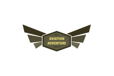 Aviation adventure icon logo, flat style