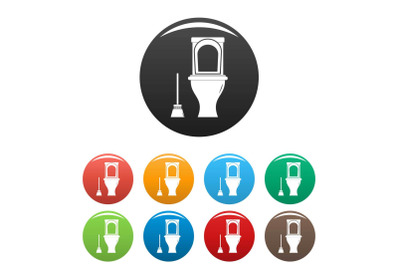 Cleaning toilet icons set color vector