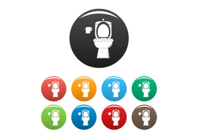 Ceramic toilet icons set color vector