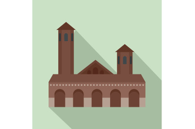 Old building icon, flat style